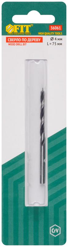  Сверло по дереву CrV Профи 4мм FIT 36061 фото в каталоге от BTSprom.by