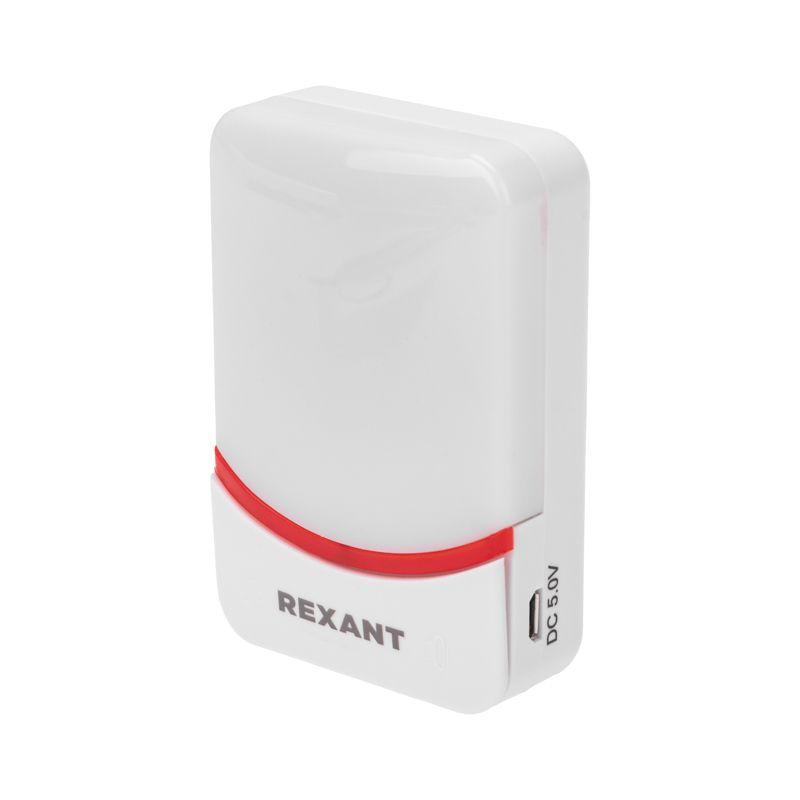  Звонок беспроводной дверной переливающийся 38 мелодий IP44 бел./красн. Rexant 73-0016 фото в каталоге от BTSprom.by