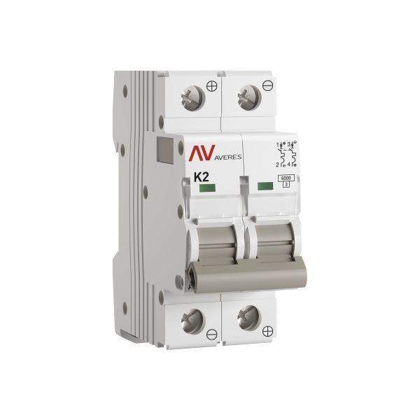 выключатель автоматический модульный 2п k 2а 6ка av-6 dc averes ekf mcb6-dc-2-02k-av от BTSprom.by