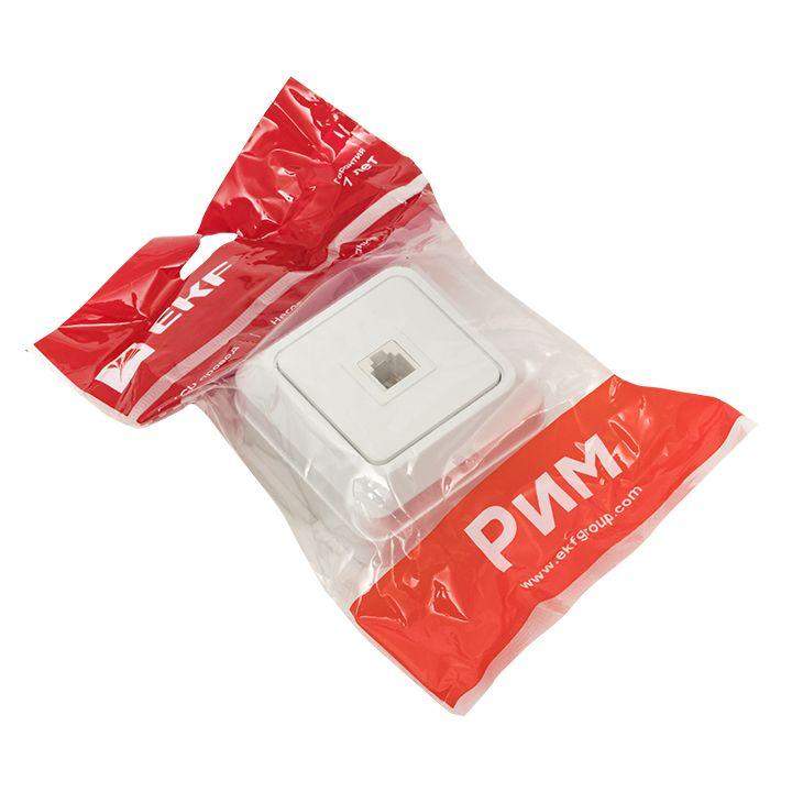  Розетка телефонная 1-м ОП Рим бел. EKF ENT01-034-10 фото в каталоге от BTSprom.by