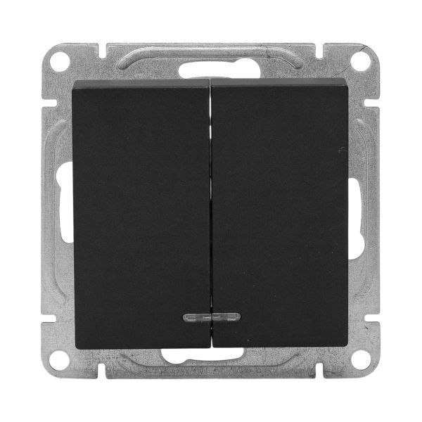  Выключатель 2-кл. СП Эпика с подсветкой механизм черн. EKF UP1-SWB-24 фото в каталоге от BTSprom.by