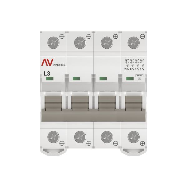 Выключатель автоматический модульный 4п L 3А 6кА AV-6 DC AVERES EKF mcb6-DC-4-03L-av фото в каталоге от BTSprom.by