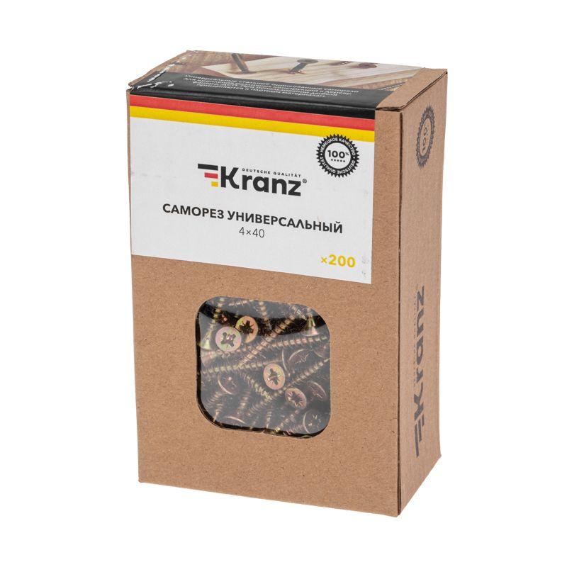  Саморез универсальный 4х40 желт. цинк (уп.200шт) Kranz KR-01-3311-029 фото в каталоге от BTSprom.by
