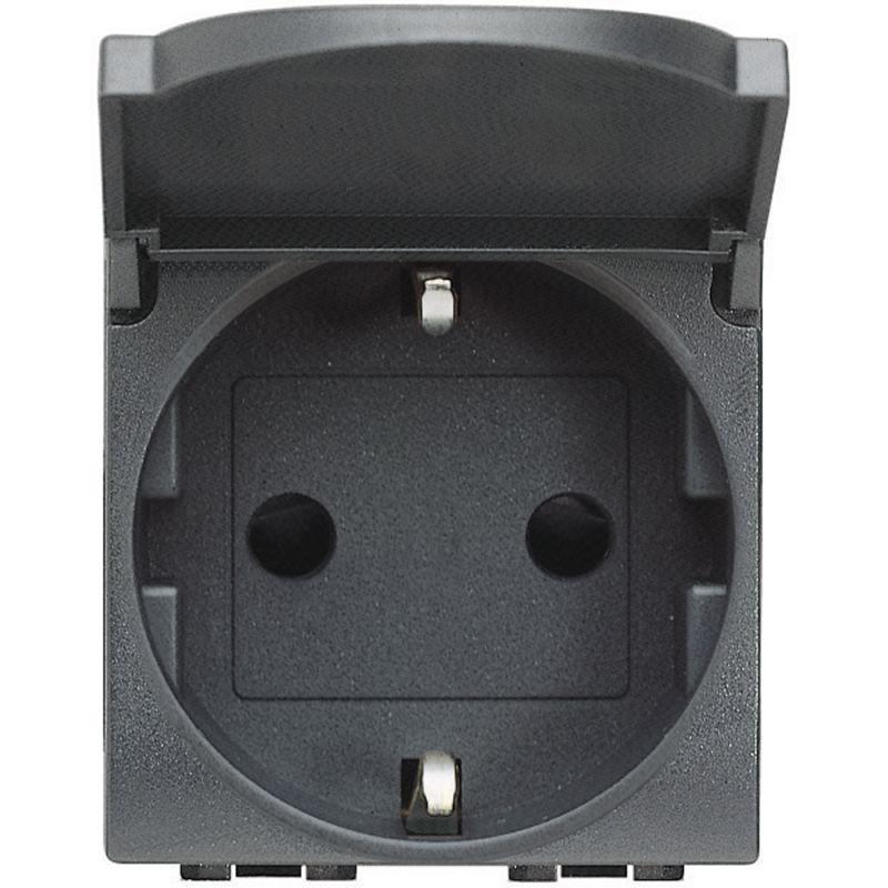 розетка 1-м сп 2мод. livinglight 16а ip20 2p+e с крышкой антрацит leg btc l4141pw от BTSprom.by