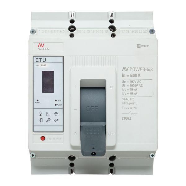  Выключатель автоматический 800А 70кА AV POWER-5/3 ETU6.2 AVERES EKF mccb-53-800M-6.2-av фото в каталоге от BTSprom.by
