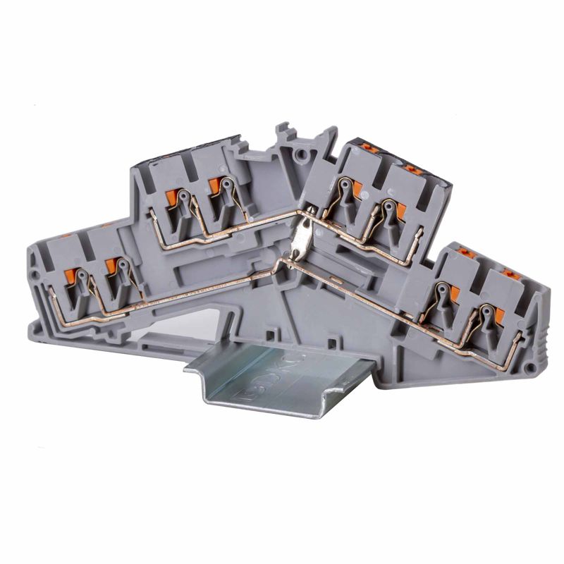 клемма двухуровневая зажим push-in; 8 точек подключения; уровни соединены перемычкой; 2.5кв.мм сер. dkc vprtt-2.5s-qt-pv от BTSprom.by