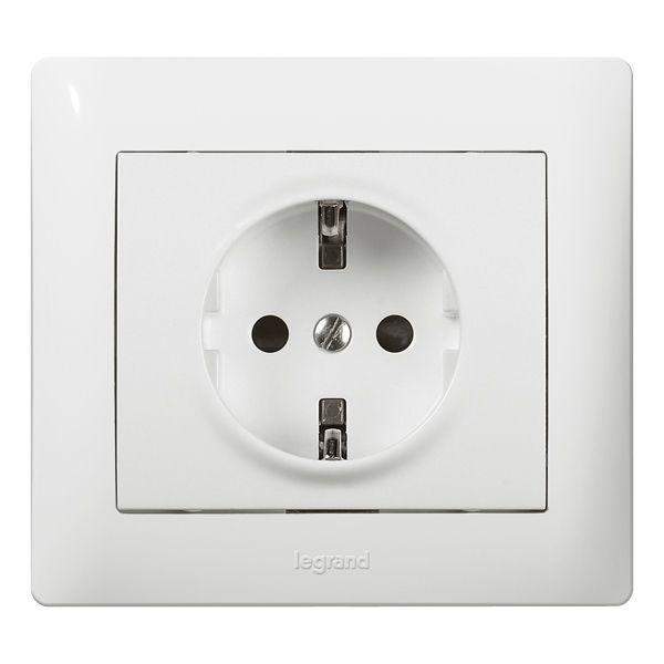 розетка 1-м сп galea life 16а ip20 2p+e с заземл. защ. шторки немецк. стандарт с бел. лицев. панелью механизм бел. leg 771063 от BTSprom.by