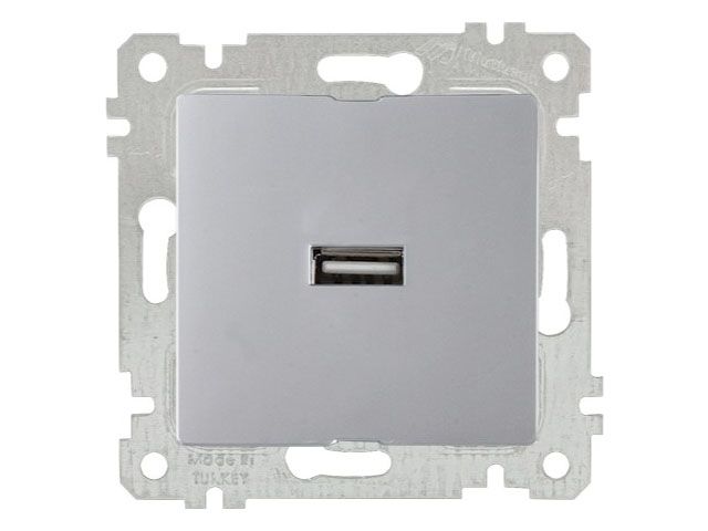 розетка 1-ая usb (скрытая, без рамки) серебро, rita, mutlusan (usb-зарядка, 5v-2.1a) 2200 448 0182 от BTSprom.by