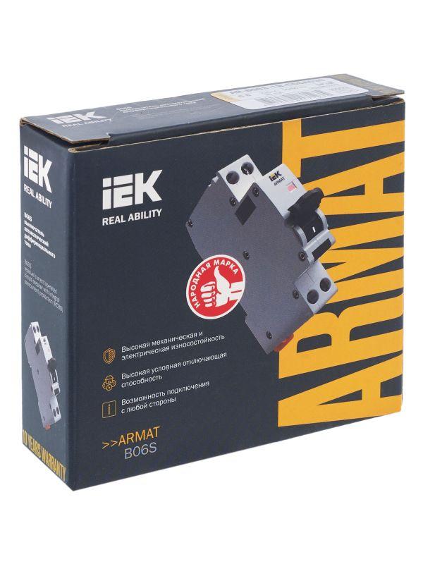  Выключатель автоматический дифференциального тока 2п (1P+N) C 6А 30мА тип A АВДТ B06S 18мм ARMAT IEK AR-B06S-1N-C06A030 фото в каталоге от BTSprom.by