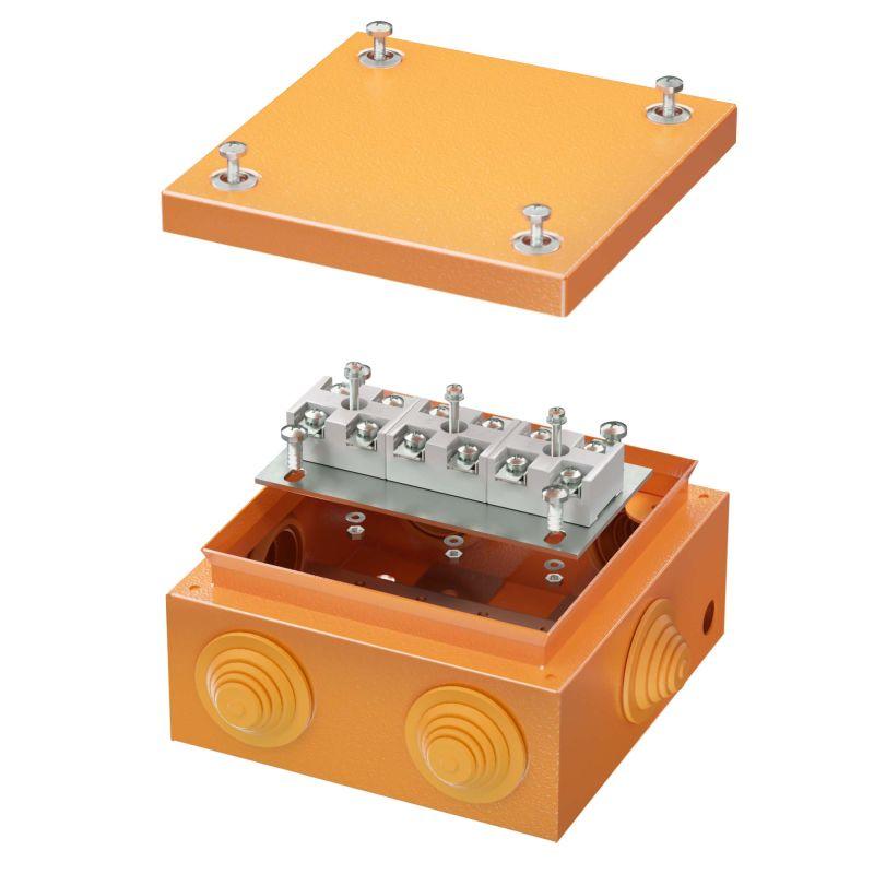 коробка ответвительная fs 150х150х80мм 6р 450в 32а 10кв.мм нерж. контакт с каб. вводами и клеммн. ip55 сталь. dkc fsk31610 от BTSprom.by