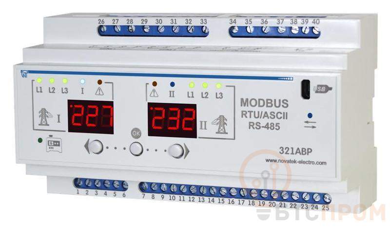  Блок автоматического ввода резерва АВР 3ф 2 ввода 3ф или ввод 1ф и генератор; Modbus/индикация напряж. на вводах удален. запуск генератора/прогрев НовАтек-Электро 3425601321 фото в каталоге от BTSprom.by