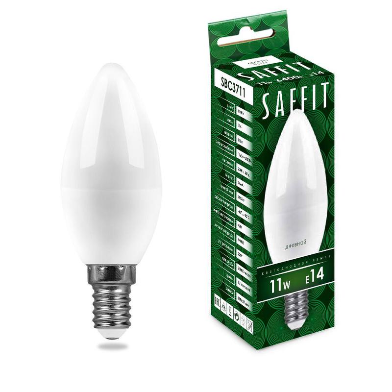 лампа светодиодная 11вт 230в e14 6400к c37 sbc3711 saffit 55171 от BTSprom.by