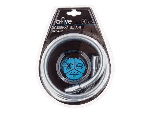 шланг душевой, pvc, 1/2" г-г 150 см, серебро, a-five (гайка латунь (anti-twist)) a5-007 от BTSprom.by