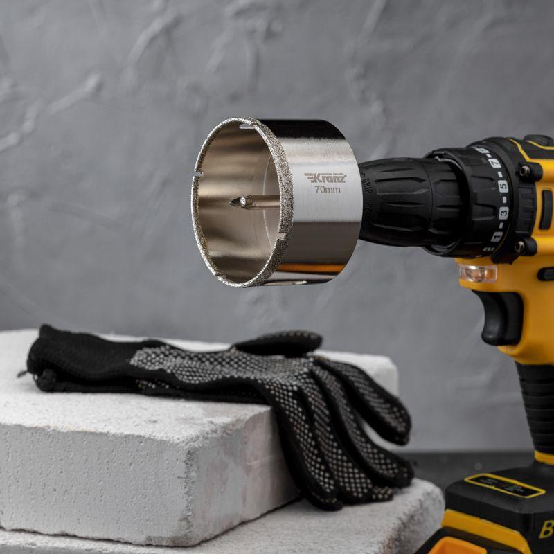  Коронка алмазная 70мм по керамограниту с центровочным сверлом Kranz KR-92-0019 фото в каталоге от BTSprom.by