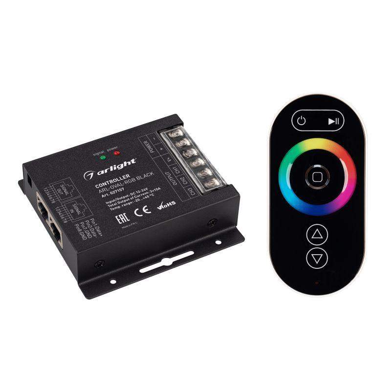 контроллер arl-oval-rgb black 12-24в 3х10а пду овал rf rj45 ip20 метал. arlight 027157 от BTSprom.by