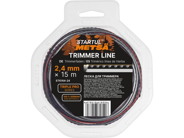леска ф 2.4 мм х 15 м зубчатый квадрат сеч. triple pro startul metsa (трехкомпонентная) st6164-24 от BTSprom.by