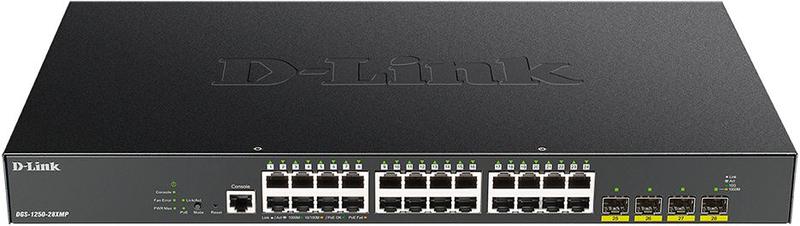 коммутатор настраиваемый dgs-1250-28xmp dgs-1250-28xmp/a1a 24g 4sfp+ 24poe 370вт d-link 1750555 от BTSprom.by