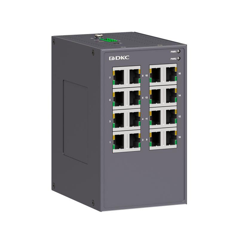 коммутатор промышленный неуправляемый 16х10/100base-t(x) портов rj45 12-48в dc/18-30в ac с резервированием dkc n1000-16t-p2 от BTSprom.by
