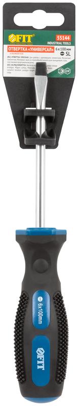  Отвертка "Универсал" CrV сталь прорезиненная ручка профи 6х100мм SL FIT 55144 фото в каталоге от BTSprom.by