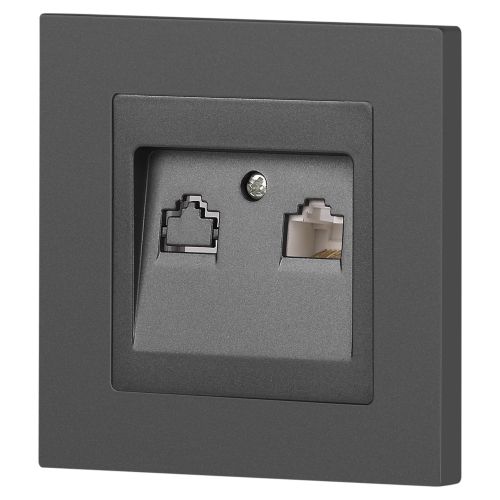  Розетка компьютерная 1-м СП Accent 6-303-07 RJ45 IP20 графит Intro Б0063638 фото в каталоге от BTSprom.by