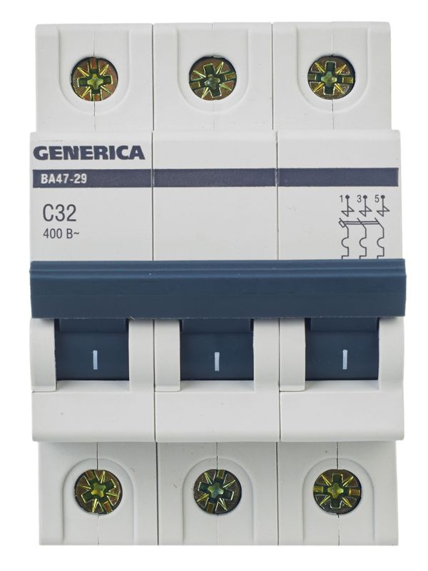  Выключатель автоматический модульный 3п C 32А 4.5кА ВА47-29 GENERICA MVA25-3-032-C фото в каталоге от BTSprom.by