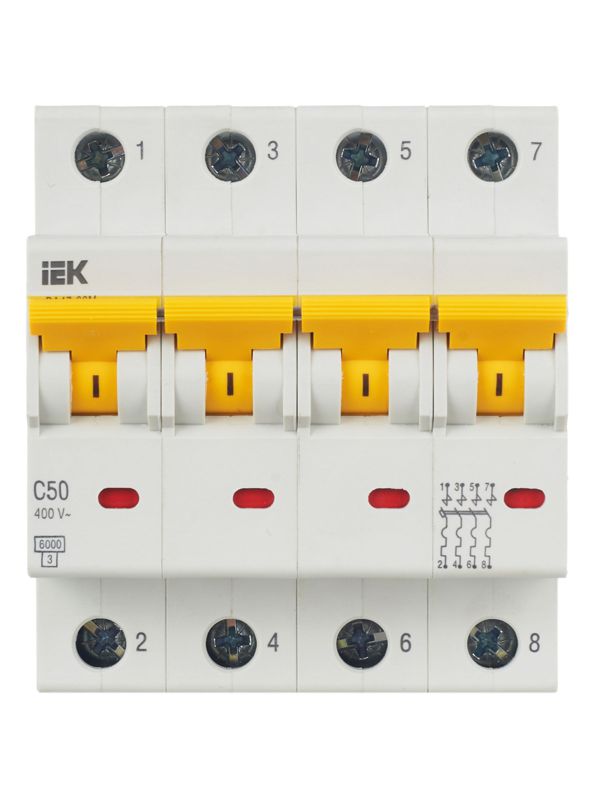  Выключатель автоматический модульный 4п C 50А 6кА ВА47-60M KARAT IEK MVA31-4-050-C фото в каталоге от BTSprom.by