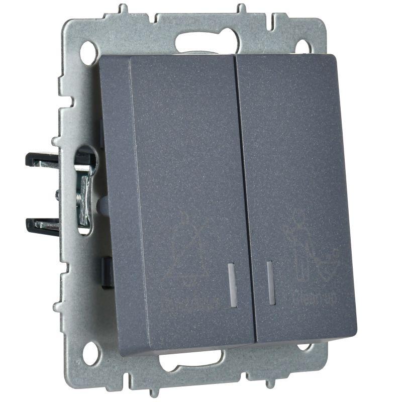  Выключатель 2-кл. BRITE 10А ВС10-2-9-БрМ для отелей с индик. механизм маренго IEK BR-V20-2-10-K35 фото в каталоге от BTSprom.by