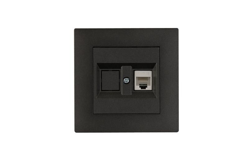 розетка компьютерная cat 5+гнездо karea rizz star дым. металлик makel 88050035 от BTSprom.by