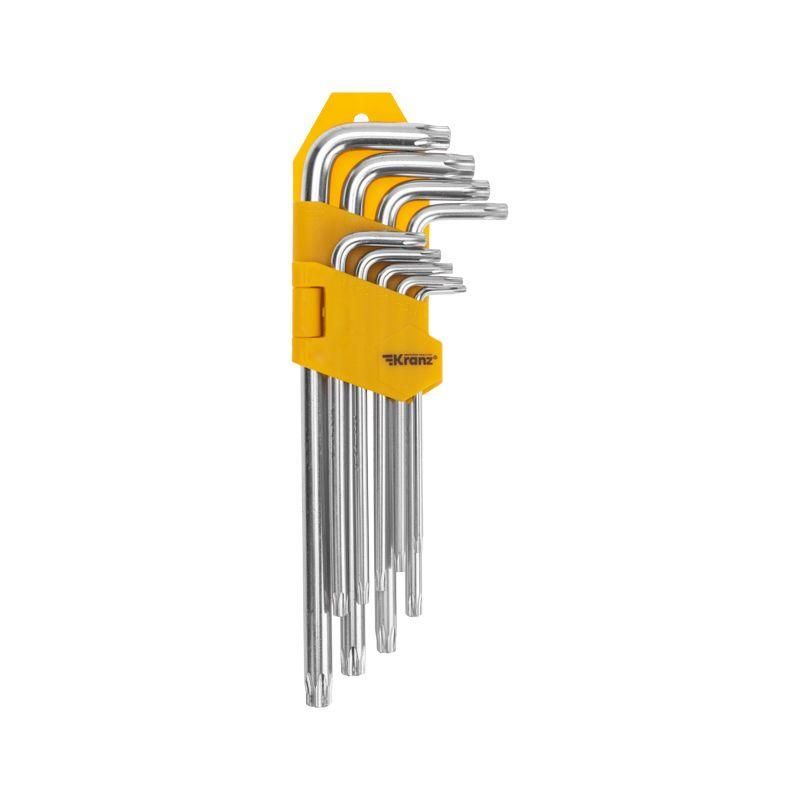 набор ключей имбусовых tamper-torx 9шт тт10-тт50 закаленные удлиненные никель kranz kr-12-5221 от BTSprom.by