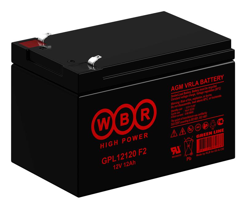  Аккумулятор 12В 12А.ч WBR GPL12120 F2 WBR фото в каталоге от BTSprom.by