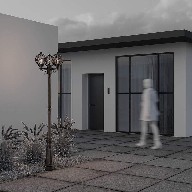  Светильник Via 3х60Вт E27 IP44 садово-парковый Maytoni O023FL-03G фото в каталоге от BTSprom.by