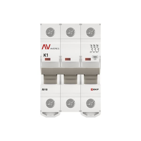  Выключатель автоматический модульный 3п K 1А 10кА AV-10 AVERES EKF mcb10-3-01K-av фото в каталоге от BTSprom.by