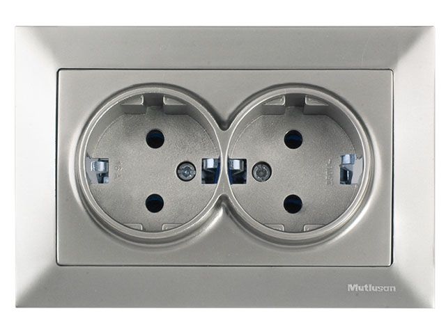 розетка 2-ая (скрытая, с/з) титан, daria, mutlusan (16 a, 250 v, ip 20) 2120 202 0283 от BTSprom.by