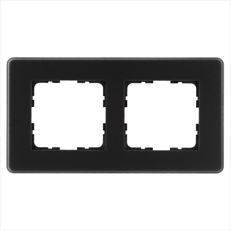 рамка 2-м g-glass закругленная стекло матов. черн. jasmart g1002gb-rm от BTSprom.by