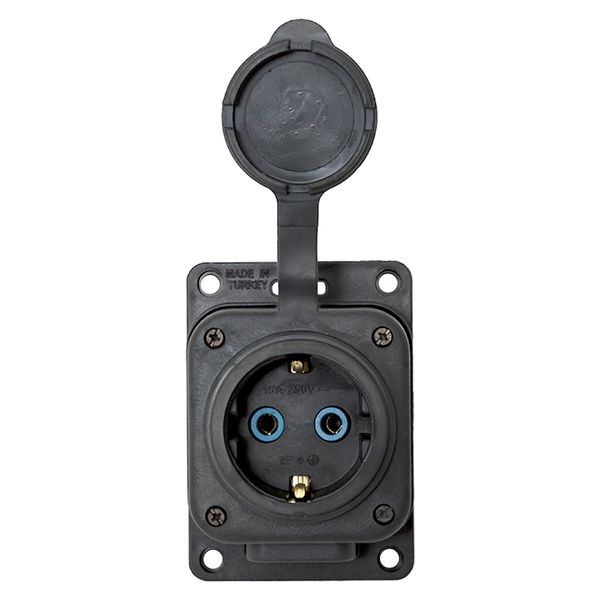  Розетка настенная 16А IP44 230В 2P+PE с защ. крышкой каучук PROxima EKF RPS-014-16-230-44-r фото в каталоге от BTSprom.by