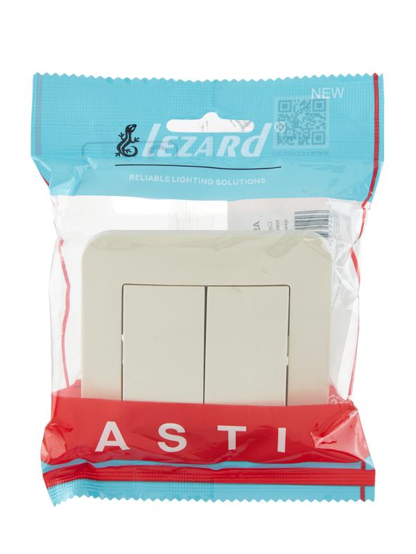 выключатель 2-кл. 1п сп asti 10а ip20 в сборе крем. lezard 7081-0303-101 от BTSprom.by