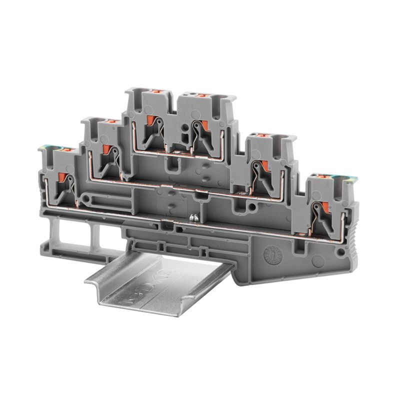 клемма трехуровневая проходной уровень; син. и заземл.; зажим push-in; 6 точек подключения; 2.5кв.мм dkc vprtt-2.5-3l-lnpe от BTSprom.by