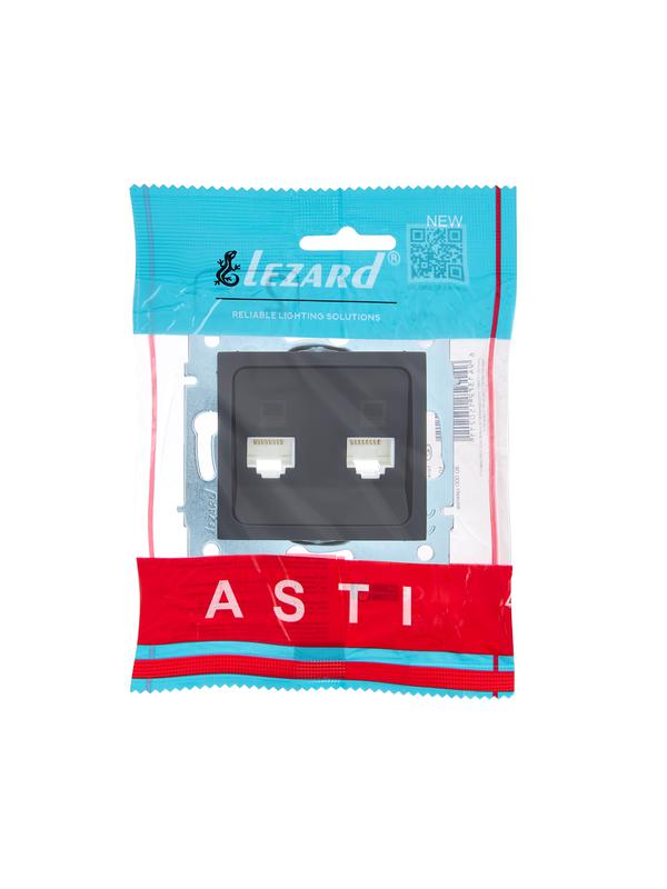  Розетка компьютерная 2-м СП ASTI IP20 RJ45 механизм черн. бархат LEZARD 7081-4288-141 фото в каталоге от BTSprom.by