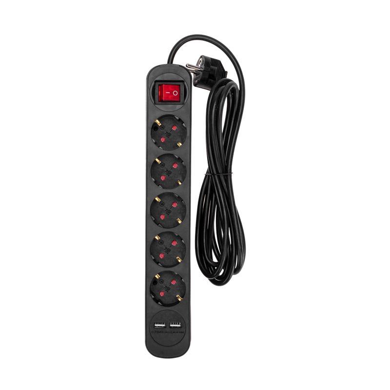 удлинитель 5х3м с заземл. standard 2хusb 3х1кв.мм с выкл. черн. rexant 13-4041 от BTSprom.by
