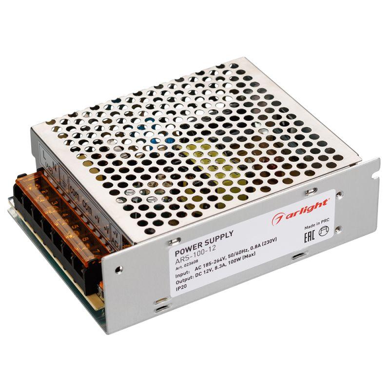 блок питания ars-100-12 12в 8.3а 100вт ip20 сетка 2 года arlight 023608 от BTSprom.by
