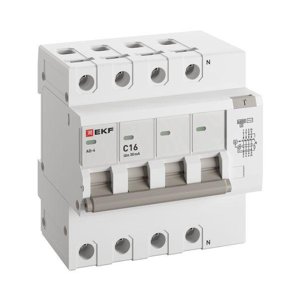 выключатель автоматический дифференциального тока c 16а 30ма тип ac 6ка ад-4 (электрон.) защита 270в proxima ekf da4-6-16-30-pro от BTSprom.by