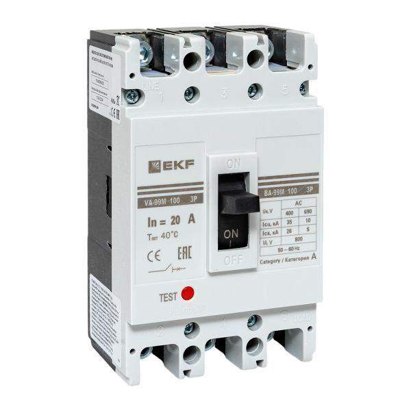 выключатель автоматический 3п 100/20а 35ка ва-99м proxima ekf mccb99-100-20m от BTSprom.by