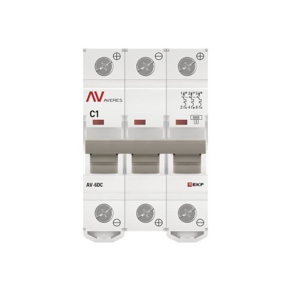  Выключатель автоматический модульный 3п C 1А 6кА AV-6 AVERES EKF mcb6-DC-3-01C-av фото в каталоге от BTSprom.by