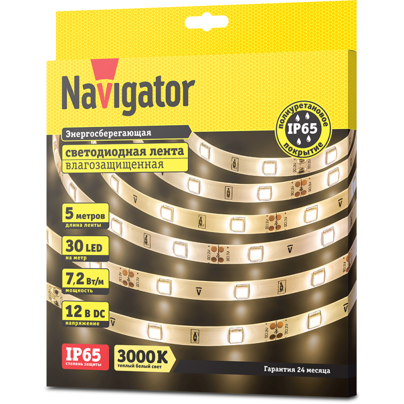  Лента светодиодная 71 415 NLS-5050WW30-7.2 IP65 12B R5 7.2Вт/м (уп.5м) Navigator 71415 фото в каталоге от BTSprom.by