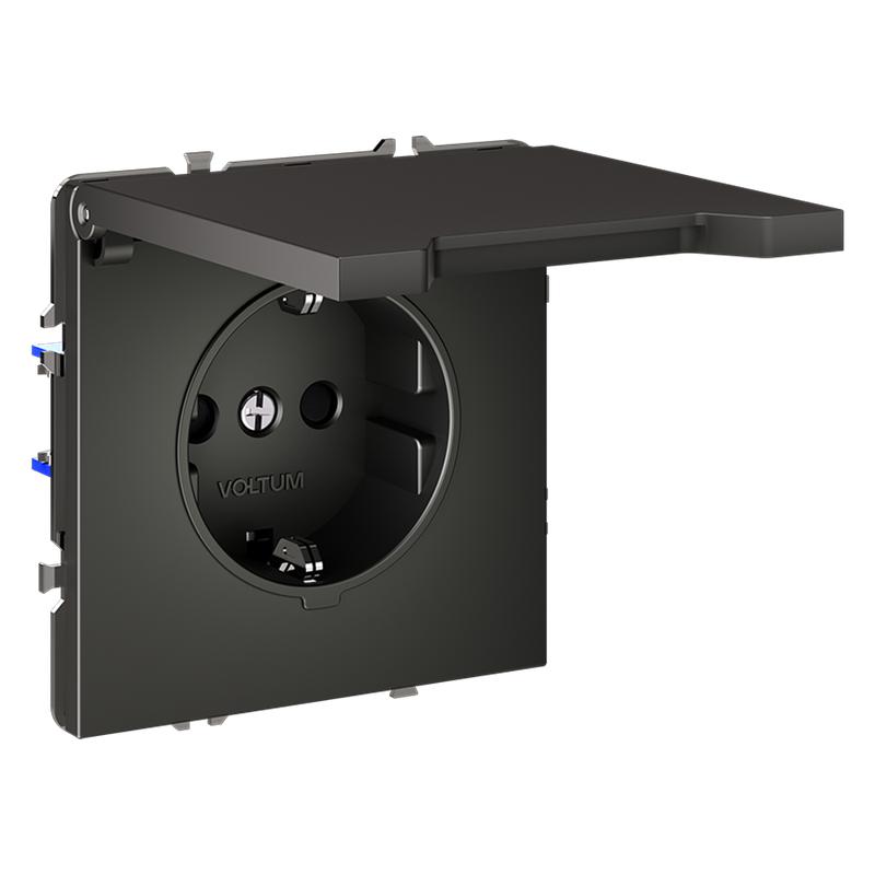  Розетка 1-м СП S70 16А с заземл. защ. шторки + крышка механизм титан Voltum VLS040306 фото в каталоге от BTSprom.by