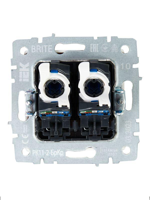 Розетка компьютерная двойн. СП RJ45 кат.6 BRITE РК11-2-БрКр механизм беж. IEK BR-K20-2-K10 фото в каталоге от BTSprom.by