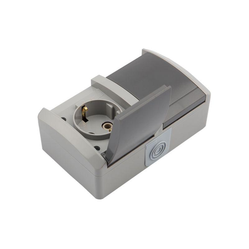  Блок ОП 2 розетки горизонт. INDUSTRIAL с заземл. IP54 сер. Kranz KR-78-0613 фото в каталоге от BTSprom.by