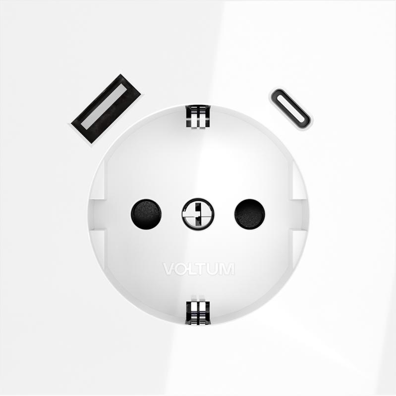  Розетка 1-м СП S70 16А с USB тип A+С механизм с заземл. защ. шторки бел. глянцевый Voltum VLS040501 фото в каталоге от BTSprom.by