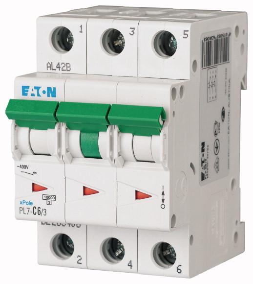 выключатель автоматический модульный 3п b 6а 10ка pl7-b6/3 eaton 263386 от BTSprom.by