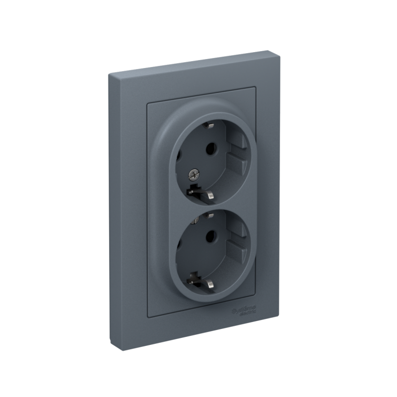 розетка 2-м сп atlasdesign 16а ip20 с заземл. защ. шторки в сборе грифель se atn000726 от BTSprom.by